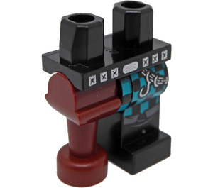 LEGO Black Hips with Black Left Leg and Reddish Brown Peg Leg with Chequered Pattern (77066 / 84637)