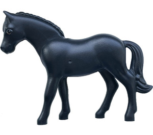 LEGO Black Horse with Black Tail and White and Black Shoes with Large Round Eyes with Light Gray Top and Dark Orange Bottom Eyelids, Small Glints Pattern (6171)