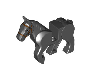 LEGO Black Horse with Moveable Legs and Brown Bridle (10509)