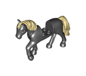 LEGO Noir Cheval avec Bronzer Cheveux (1490)