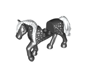 LEGO Black Horse with White Braided Maine and White Hearts (77520)