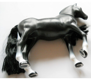 LEGO Black Horse with White Feet and White Diamond on Nose with Horseshoe Sticker