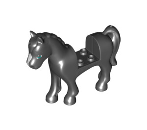 LEGO Negro Caballo con Blanco Frontal y Negro Mane y Azul Ojos (67606)