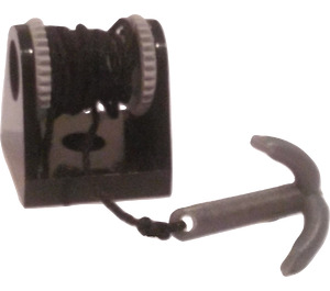 LEGO Black Hose Reel 2 x 2 Holder with String and Dark Gray Hook