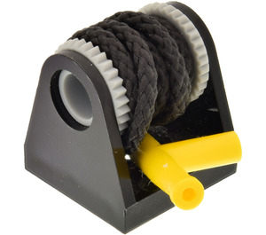 LEGO Black Hose Reel 2 x 2 Holder with String and Yellow Hose Nozzle