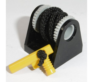 LEGO Black Hose Reel 2 x 2 Holder with String and Yellow Hose Nozzle Elaborated