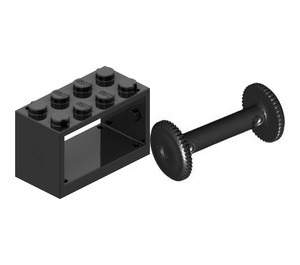 LEGO Black Hose Reel 2 x 4 x 2 Holder with Spool