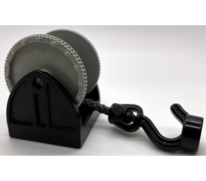 LEGO Schwarz Hose Reel Holder with Light Gray Drum