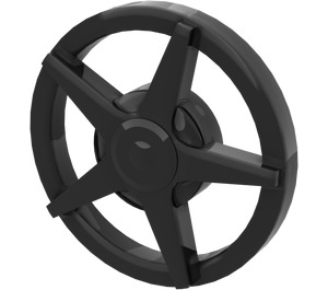 LEGO Black Hub Cap with 5 Spokes an Large Hub (18978)