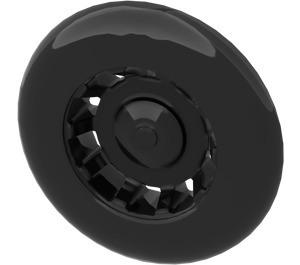 LEGO Black Hub Cap with Large Flange (49098)