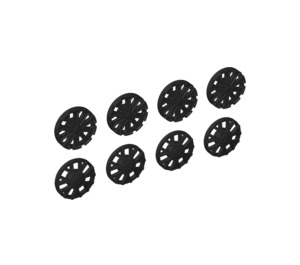 LEGO Schwarz Nabe Caps (7 Spoke Y Shape und 10 Spoke T Shape) (18979)