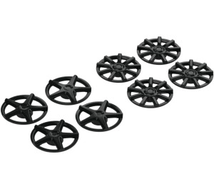 LEGO Zwart Hub Caps (9 Spoke en 5 Spoke) (72210)