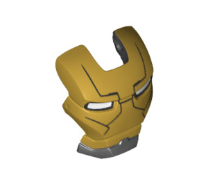 LEGO Zwart Iron Man Vizier met Gold Gezicht, Wit Ogen en Zwart Forehead en Cheek Lines (51080)