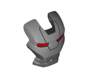 LEGO Black Iron Man Visor with War Machine Silver Face, Red Eyes and Black Forehead Lines (45807)