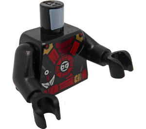 LEGO Svart Kai - Runda Kropp Emblem Minifigur Kropp (973 / 76382)