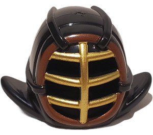 LEGO Negro Kendo Casco con Gold Rejilla y Reddish Marrón Trim (98130)