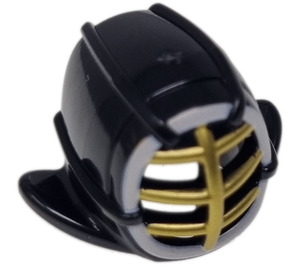 LEGO Czarny Kendo Kask z Gold Krata I Biały Trim (98130)