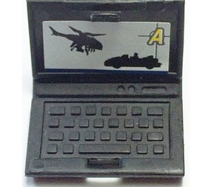 LEGO Schwarz Laptop mit Hubschrauber und Auto Targeting Screen Aufkleber (18659 / 62698)