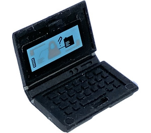 LEGO Svart Laptop med Person med Description og Questionmark Klistremerke (18659)