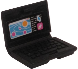 LEGO Czarny Laptop z Solar System I Comet Naklejka (18659)