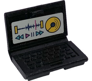 LEGO Schwarz Laptop mit Sound Recording Aufkleber (18659)