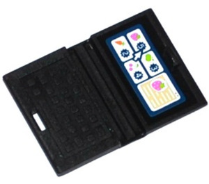 LEGO Black Laptop with Strawberries, Apple, Carrot, Cherries, 5, 3, 2, 4 Sticker (18659)