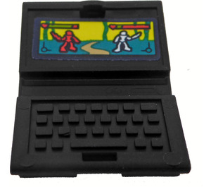 LEGO Svart Laptop med Video Game Screen Klistremerke (18659)