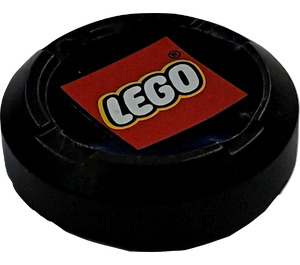 LEGO Schwarz Groß Hockey Puck mit LEGO Logo Aufkleber (44848)