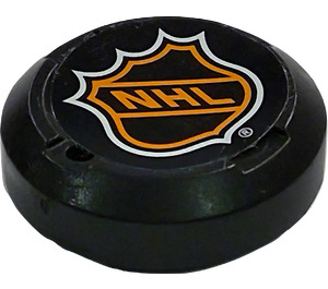 레고 검은색 크기가 큰 Hockey Puck ~와 함께 NHL 심벌 마크 상표 (44848)