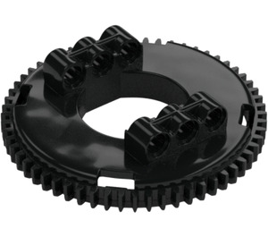 LEGO Black Large Turntable Top with Toothed Edge (Bevelled Teeth) (18938)