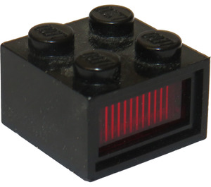 LEGO Black Light Brick 2 x 2 12 V with 3 plugholes and Transparent Red Diffuser Lens