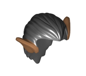 LEGO Schwarz Lange Haar gekämmt Der Rücken mit Medium Dark Flesh Pointed Ohren (16508)