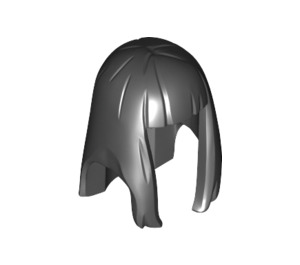 LEGO Black Long Hair with Straight Bangs (Rubber) (17346)
