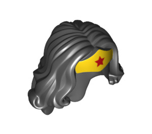 LEGO Schwarz Lange Wellig Haar mit Gelb Tiara und rot Star (67021)