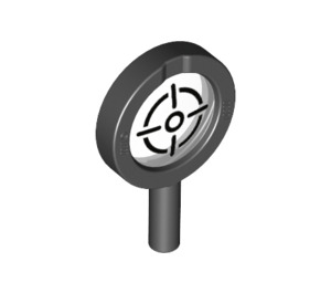LEGO Black Magnifying Glass with Crosshair with Thick Frame and Solid Handle (10830 / 30931)