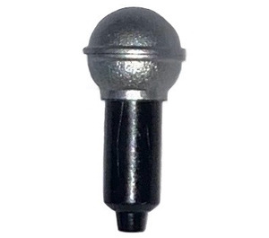 LEGO Svart Microphone med Full Metalliskt Silver Topp (12172 / 36828)