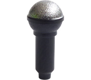LEGO Zwart Microphone met Halve Metallic Zilver Top (21009 / 50511)