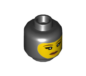 LEGO Schwarz Minifigur Kopf mit Sturmhaube (Vertiefte feste Noppen) (3626 / 36296)