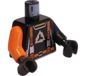 LEGO Svart Minifigur Kropp Flex med Orange Arm (973 / 73403)