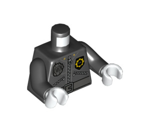 LEGO Black Minifig Torso Police 3 Zippers, Badge, Radio and Belt Pattern (Pattern on Front and Back) / Black Arms / White Hands (973 / 76382)