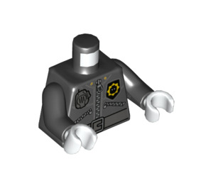 LEGO Schwarz Minifigur Torso Polizei 3 Zippers, Abzeichen, Radio und Gürtel Muster (Muster auf Vorderseite und Der Rücken) / Schwarz Arme / Weiß Hände (973 / 76382)