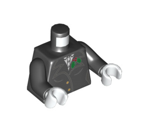 LEGO Black Minifig Torso with Buttons and Greens Leaves with Black Arms and White Hands (973 / 76382)