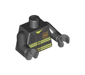 LEGO Schwarz Minifigur Torso mit Feuerwehrmann Jacke (73403 / 76382)