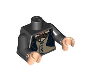 LEGO Zwart Minifiguur Torso met Jasje, Zandbruin Vest en Bruin Vlinderdas (973 / 76382)