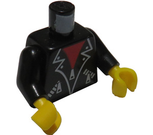 LEGO Svart Minifigur Kropp med Leather Jacka (973 / 73403)