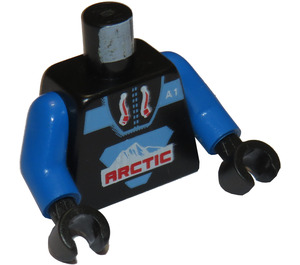 LEGO Black Minifig Torso with Red Arctic and 'A1' Pattern with Blue Arms and Black Hands (973)