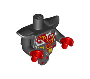 LEGO Zwart Minifiguur Torso met Rood, Geel en Wit Tribal (973 / 34479)