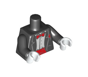 LEGO Black Minifig Torso with Smoking, Red Bow Tie, Red Cummerbund and White Gloves (973 / 88585)