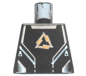 LEGO Zwart Minifiguur Torso zonder armen met Alpha Team logo en Zippers (973 / 3814)