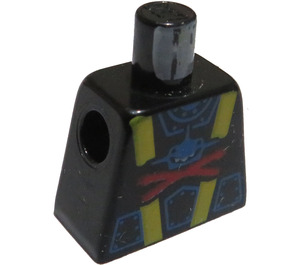 LEGO Black Minifig Torso without Arms with Aquazone Red X and Blue Shark and Yellow Straps (973)